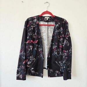 Maurices XL Floral Blazer Moto Jacket Dark Academia Preppy Office Professional